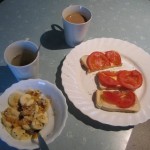 raw breakfast and cooked toast