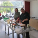 preparing our individual meals in the communal park kitchen